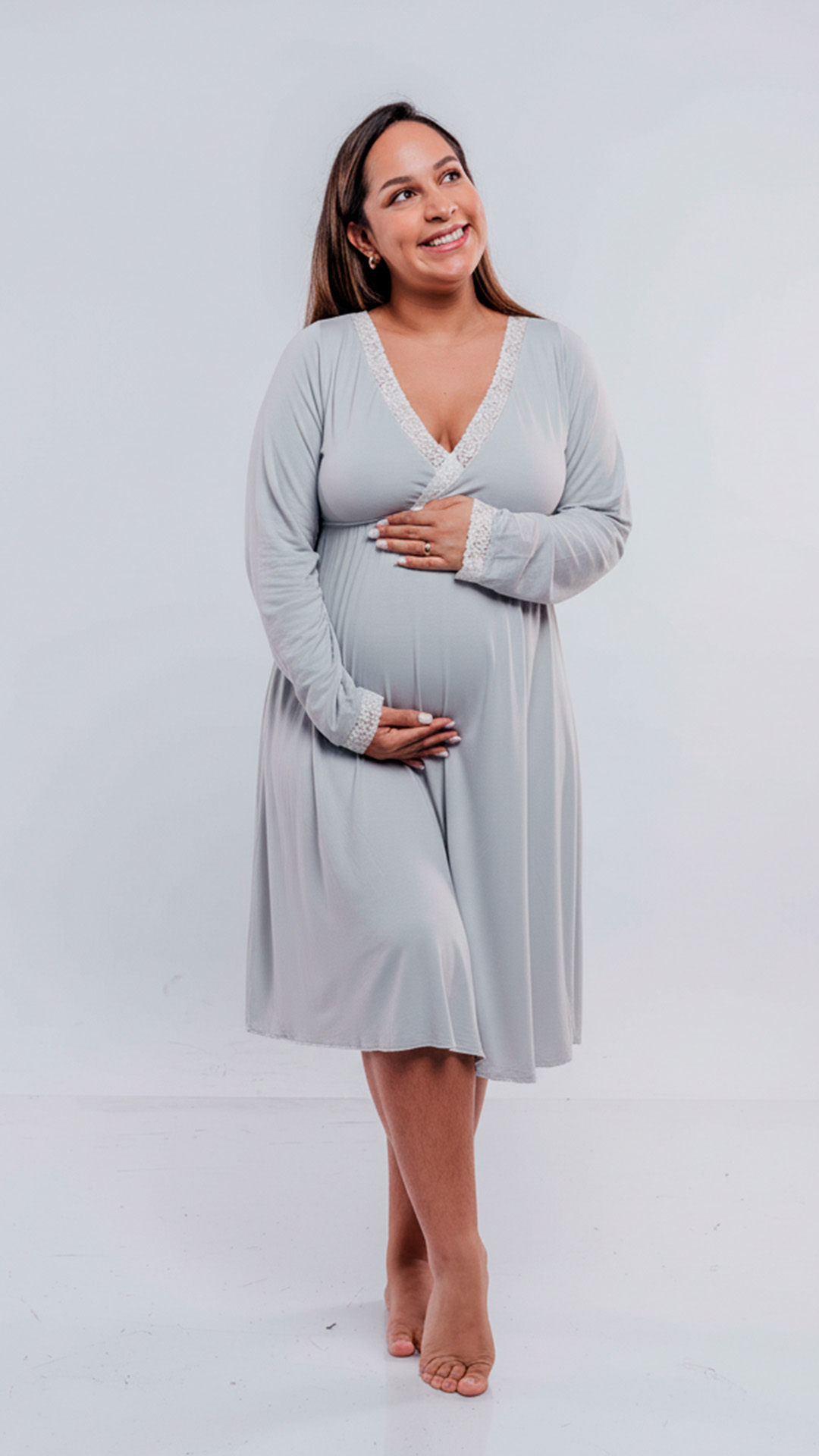 Camison Victoria MangaLarga, Sistema Lactancia, Algodon, Gris 3