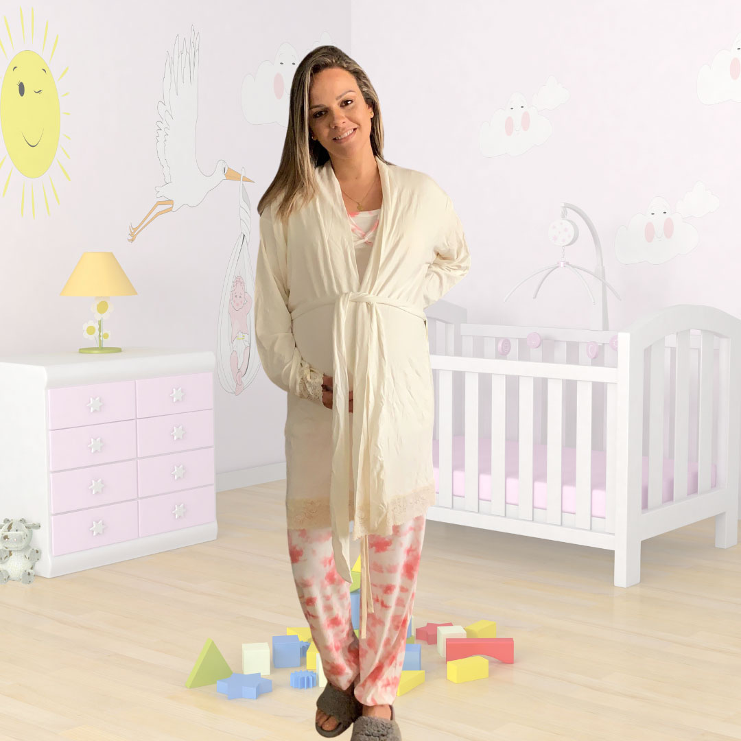 Bata Maternal Algodon, Crema Complemento Sientete Abrigadita 30