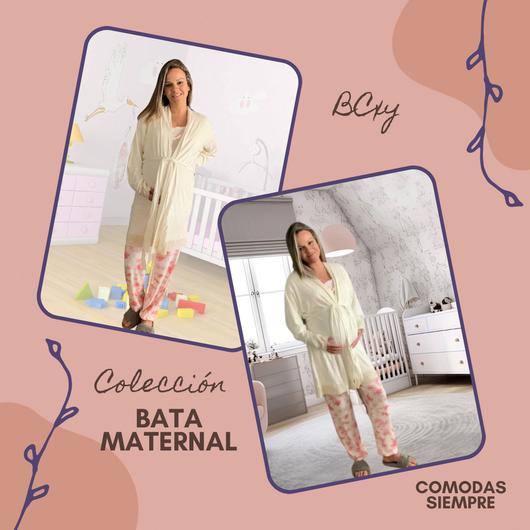 Bata Maternal Algodon, Crema Complemento Sientete Abrigadita 2