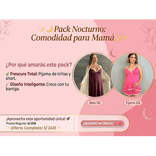 Pack Bata, Pijama Maternal Short Polo Tirita