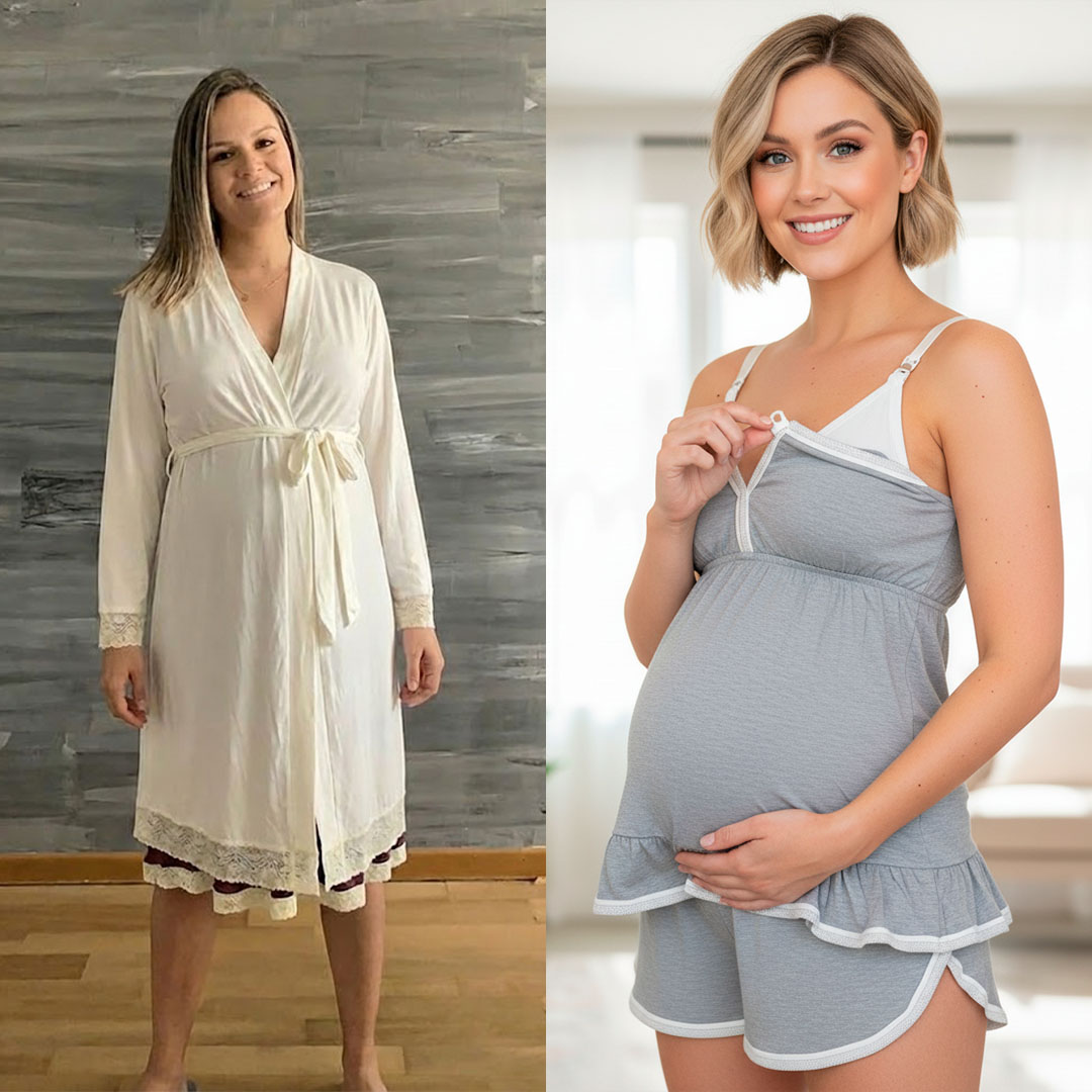 Pack Bata, Pijama Maternal Short Polo Tirita 6