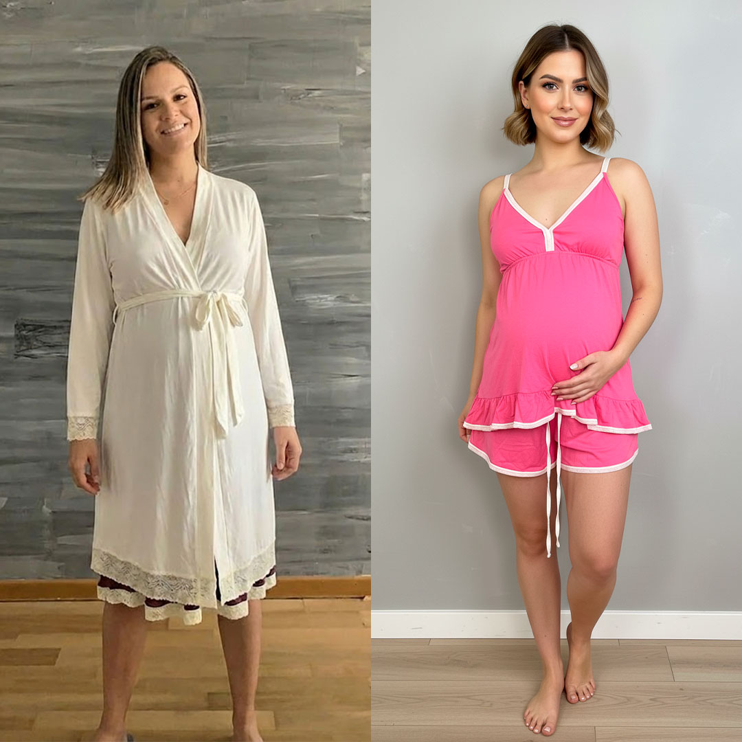 Pack Bata, Pijama Maternal Short Polo Tirita 8