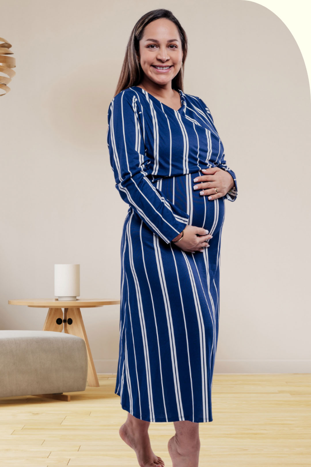 Vestido Maternal Roma, Con Sistema Lactancia,  MangaLarga Varios Colores 1