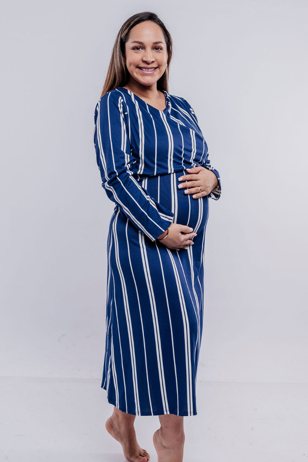 Vestido Maternal Roma, Con Sistema Lactancia,  MangaLarga Varios Colores 2