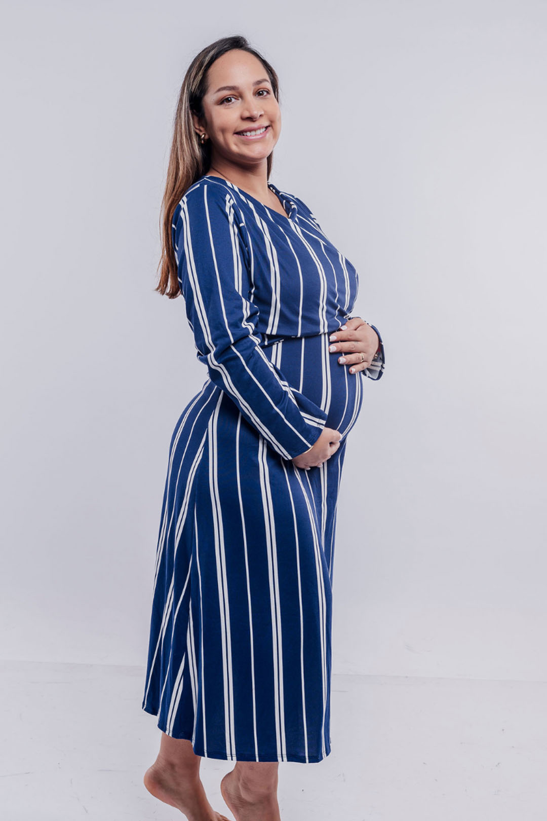 Vestido Maternal Roma, Con Sistema Lactancia,  MangaLarga Varios Colores 5