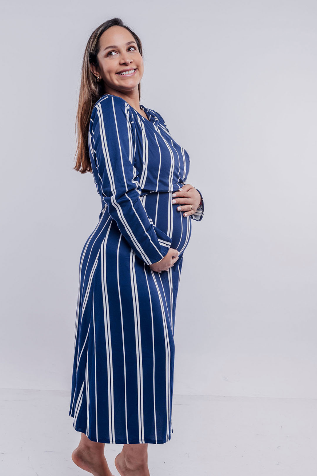 Vestido Maternal Roma, Con Sistema Lactancia,  MangaLarga Varios Colores 6