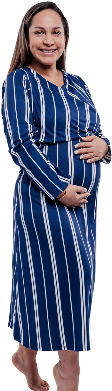 Vestido Maternal Roma, Con Sistema Lactancia,  MangaLarga Varios Colores 8