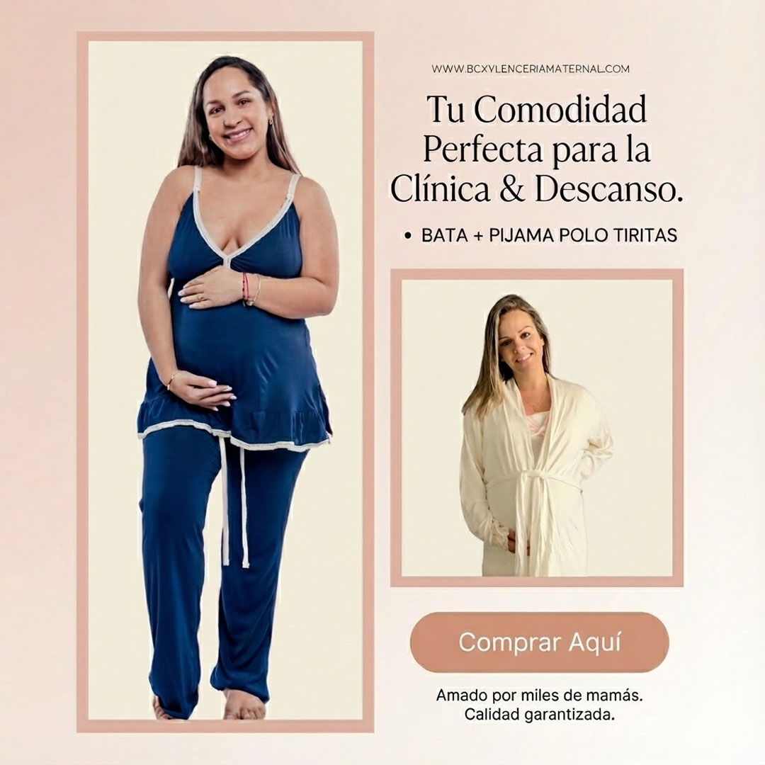 Pack Dormir, Bata, Pijama Maternal Pantalon Polo Tiritas 2