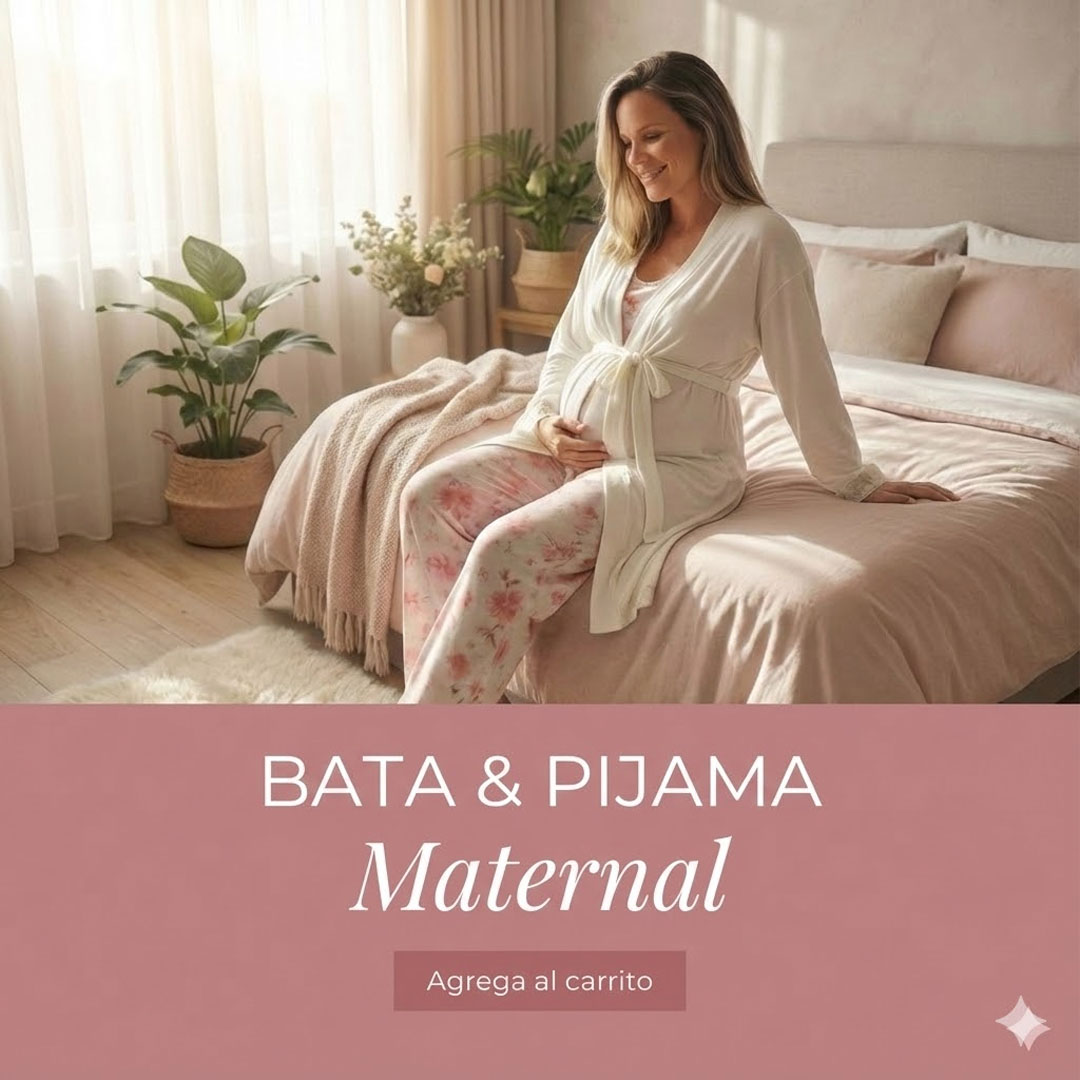 Pack Bata, Pijama Maternal Pantalon Floreado 1