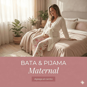 Pack Bata, Pijama Maternal Pantalon Floreado