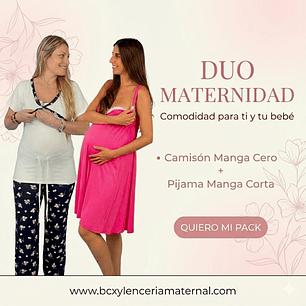 Pack Camisón Maternal MangaCero, Pijama Pantalón Polo