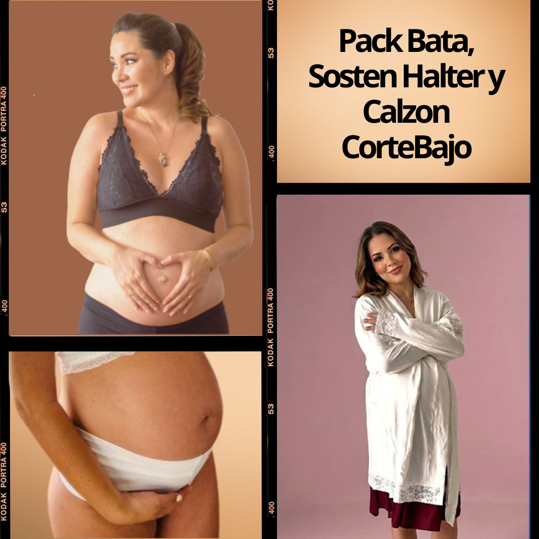 Pack Bata, Sostén Maternal Halter y Calzón CorteBajo 3