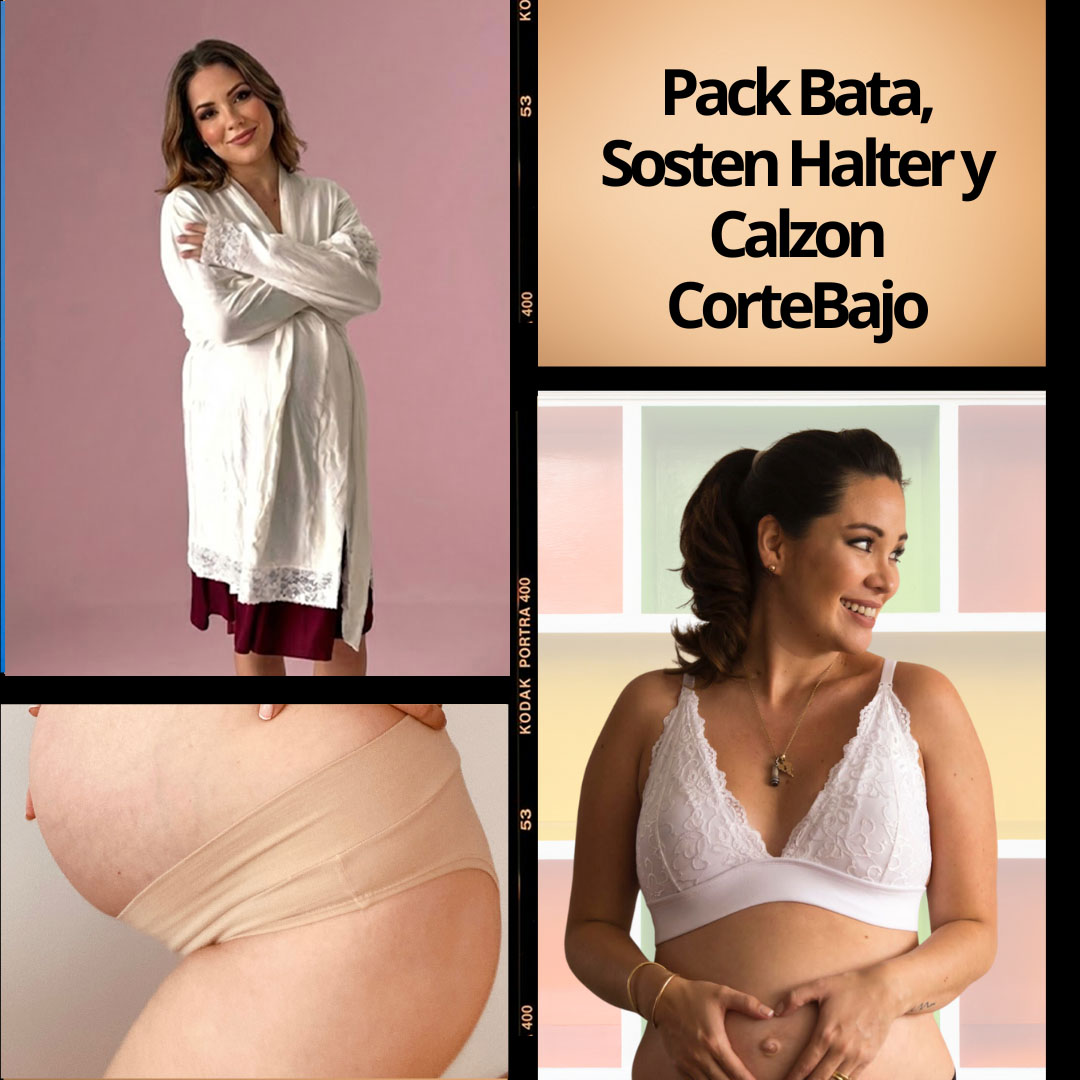 Pack Bata, Sostén Maternal Halter y Calzón CorteBajo 5