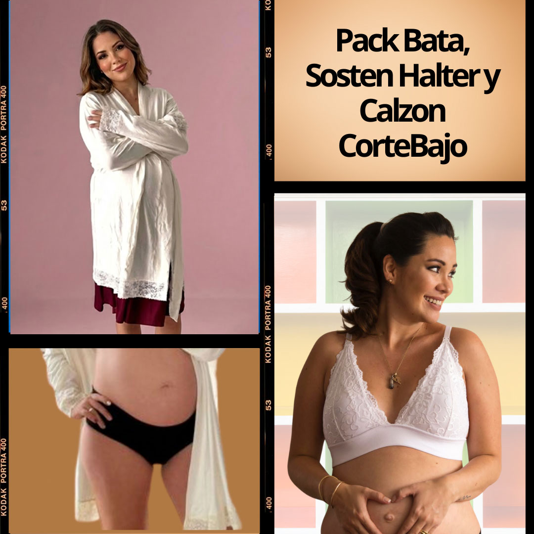 Pack Bata, Sostén Maternal Halter y Calzón CorteBajo 6