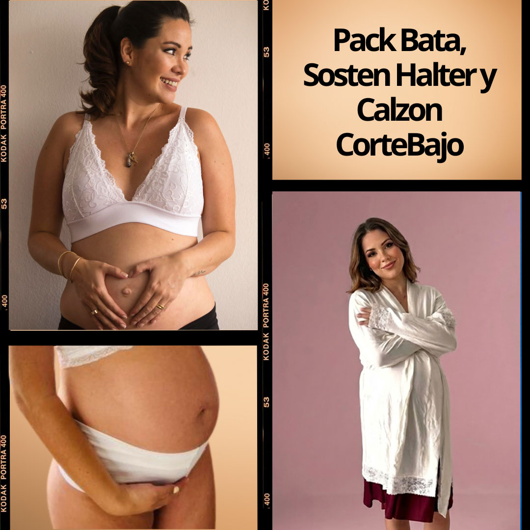 Pack Bata, Sostén Maternal Halter y Calzón CorteBajo 7