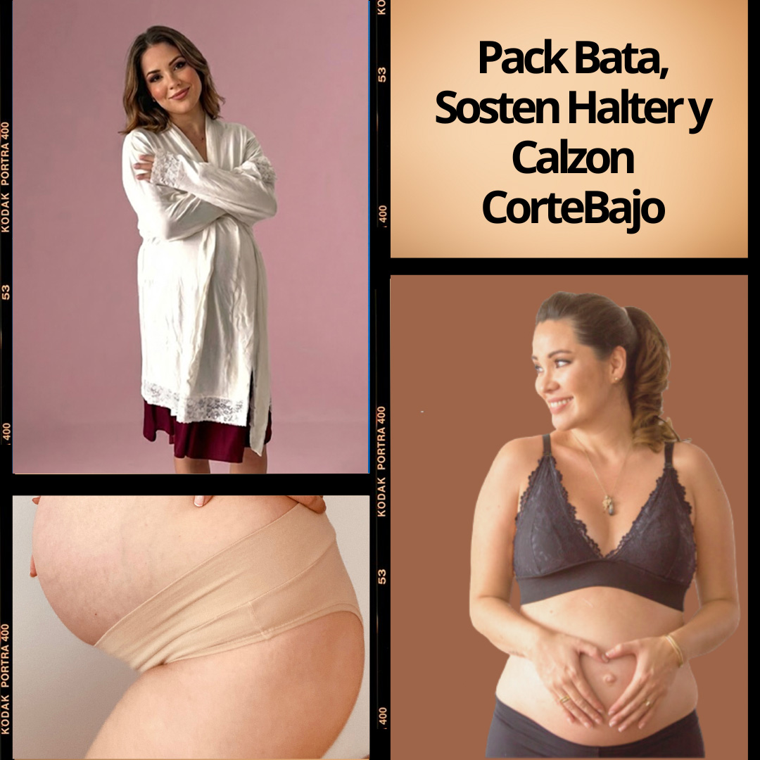 Pack Bata, Sostén Maternal Halter y Calzón CorteBajo 4