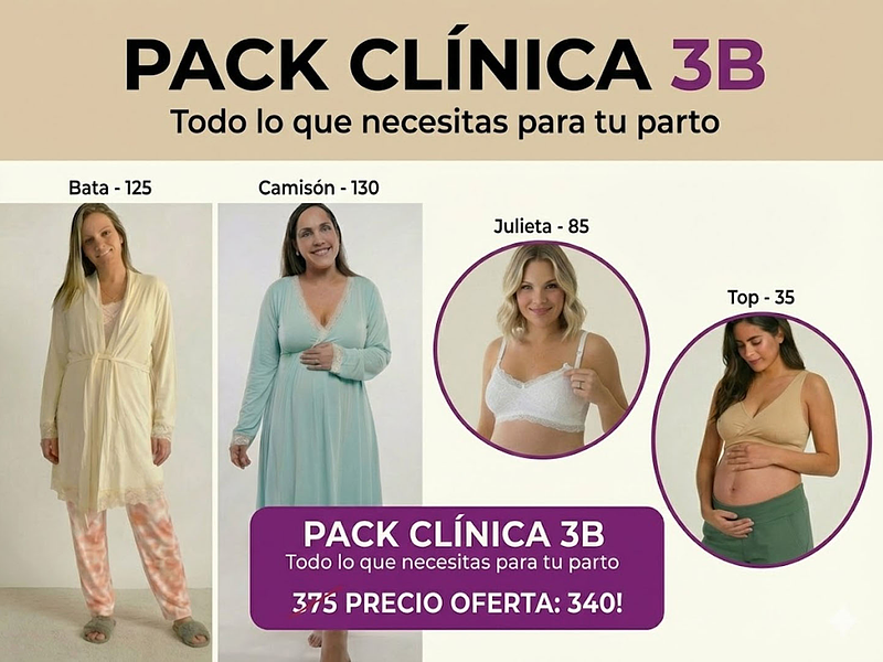 Pack Clinica 3B Camison MangaLarga Sosten Julietta Top*