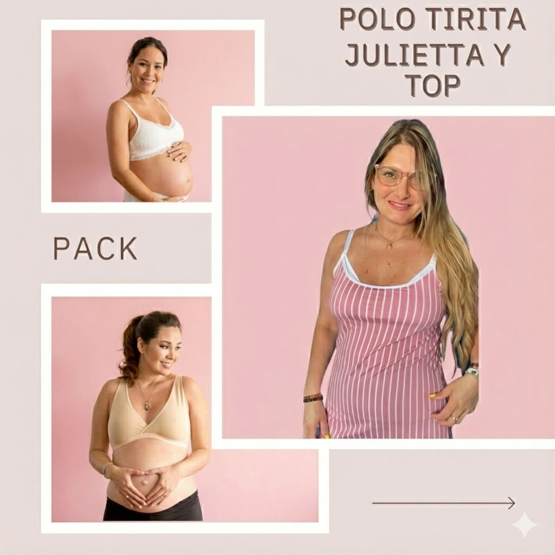 Pack Polo Lactancia Tiritas, Sostenes Maternal Julietta y Sostén Top 8