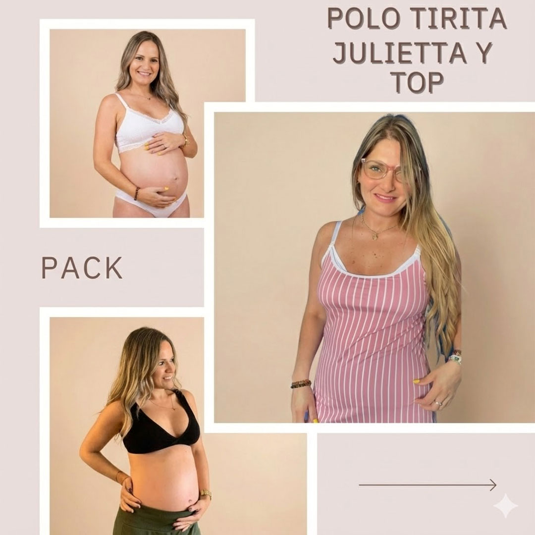 Pack Polo Lactancia Tiritas, Sostenes Maternal Julietta y Sostén Top 4