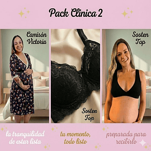 Pack Clinica2  (Camison Manga TresCuarto, Sosten Julietta y Top)