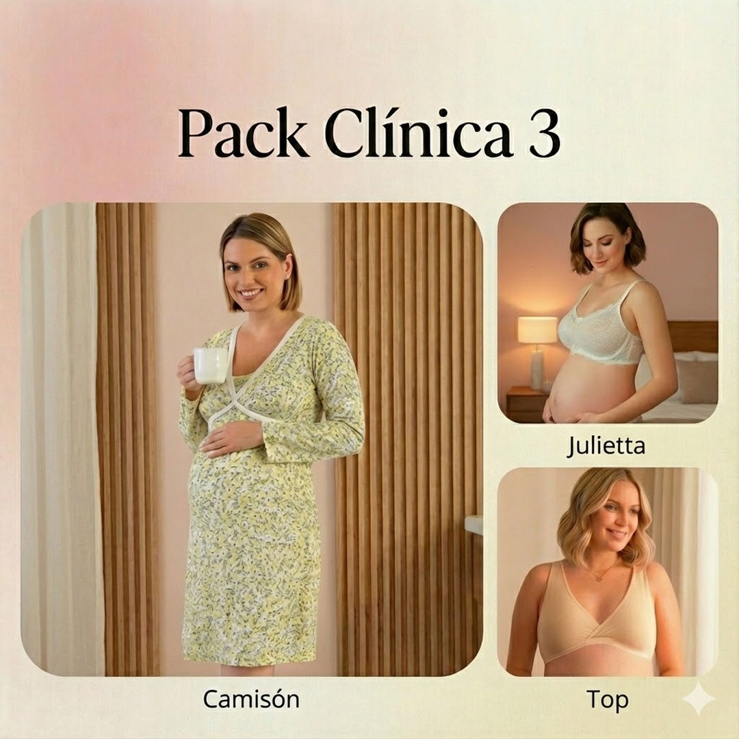 Pack Clínica 3 (Camisón Cruzado MangaLarga, Sostén Julieta y Top) 1