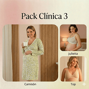 Pack Clínica3 (Camisón Cruzado MangaLarga, Sostén Julieta y Top)
