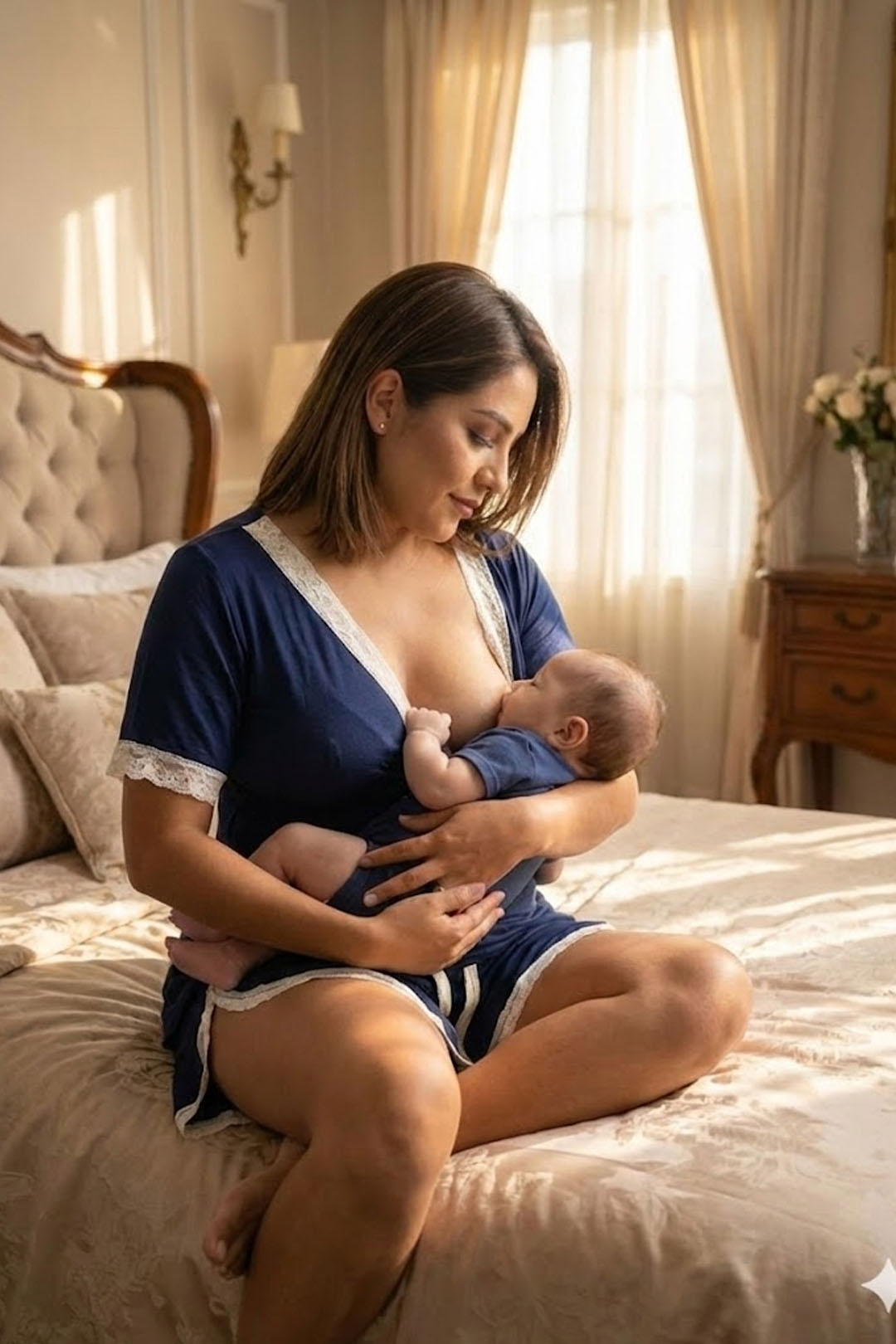 Pijama Maternal Short Polo MangaCorta, Algodon, Azul- COPIAR 11