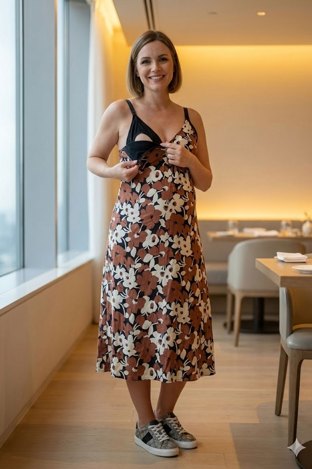 Vestido Maternal Tiritas Broche y Top Lactancia, Coleccion Enero 2024 9