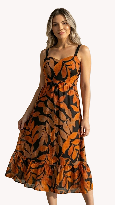 Vestido Tiritas: Libertad, Estilo & Lactancia (Naranja / AzulMarino)