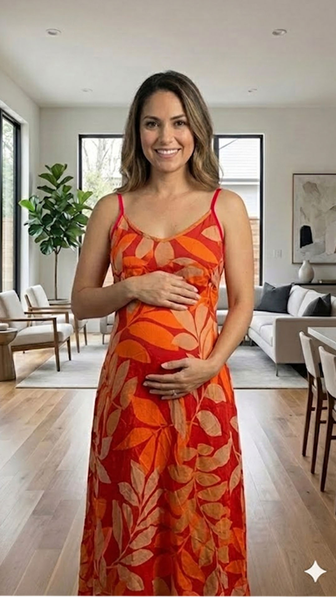 Vestido Maternal Tiritas Broche y Top Lactancia, RojoNaranja 9