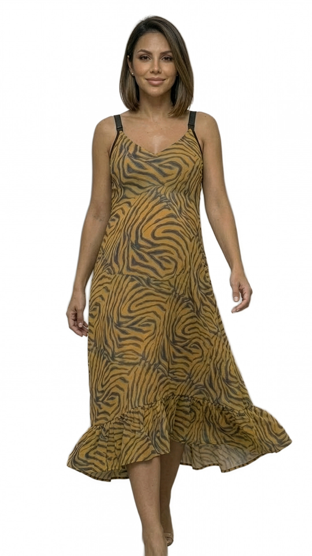 Vestido Maternal Tiritas Broche y Top Lactancia, AmarilloAzul 2