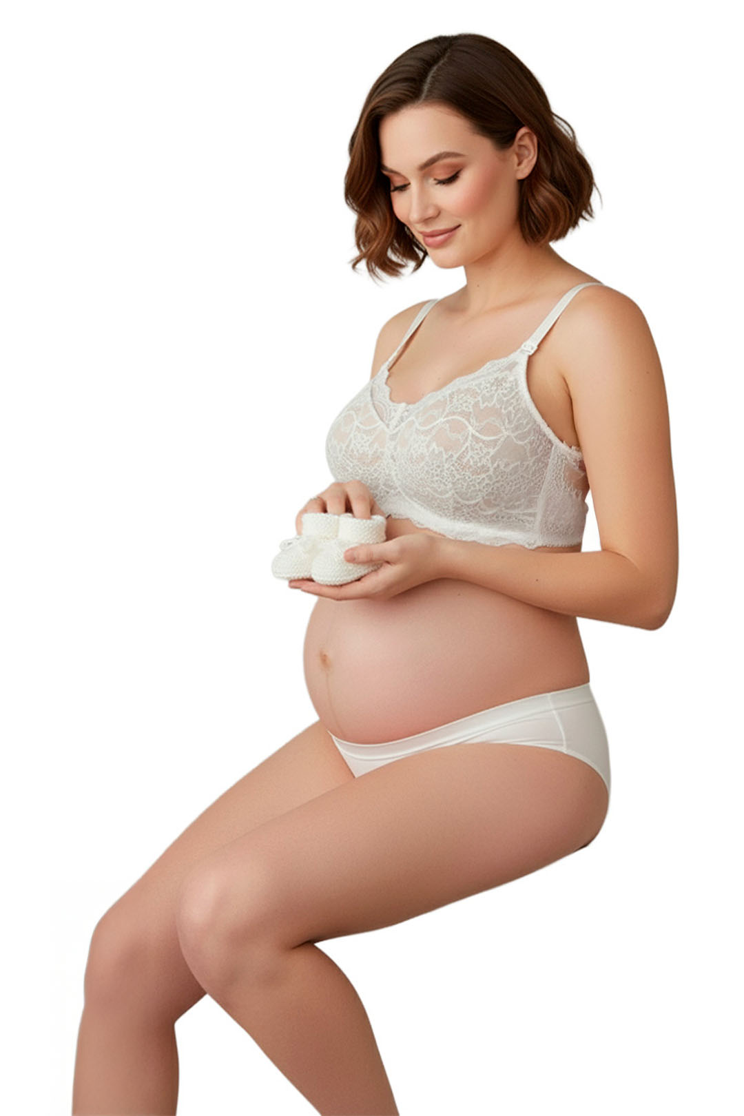 Sostén Maternal Julietta, Broche Lactancia, Encaje, BlancoBeige 2