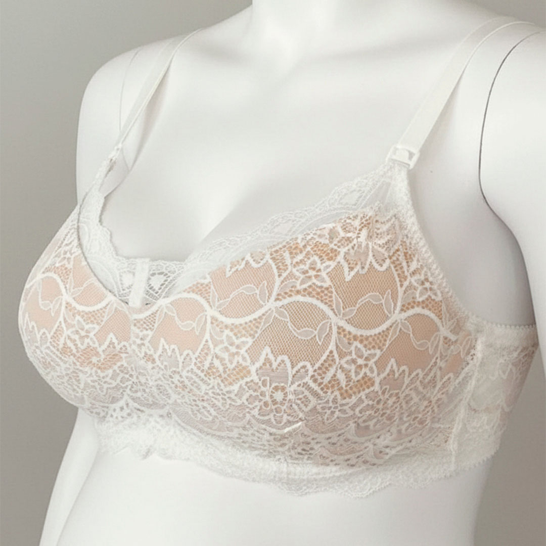 Sostén Maternal Julietta, Broche Lactancia, Encaje, BlancoBeige 11