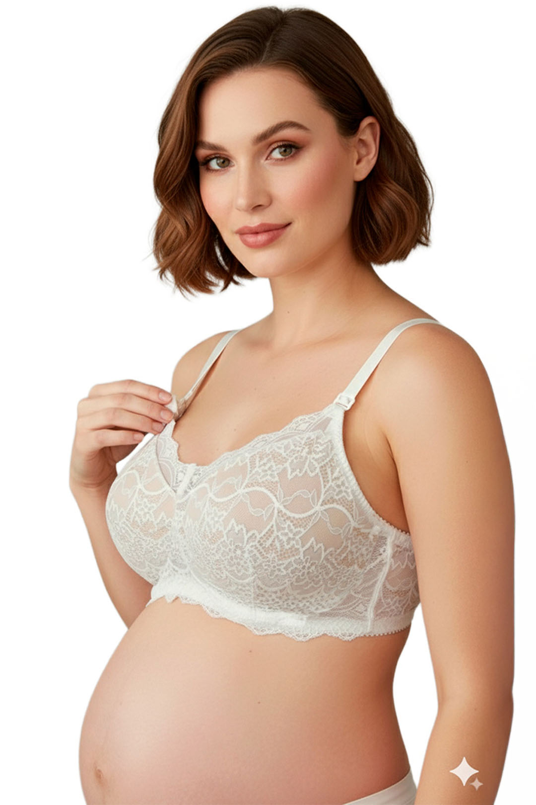 Sostén Maternal Julietta, Broche Lactancia, Encaje, BlancoBeige 4