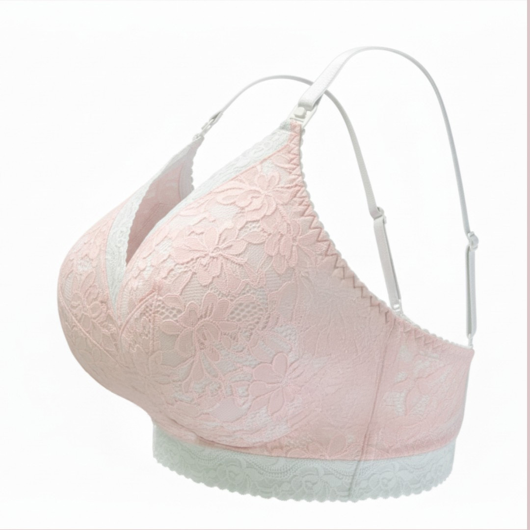 Sostén Maternal Julietta, Broche Lactancia, Encaje, RosadoBlanco 16