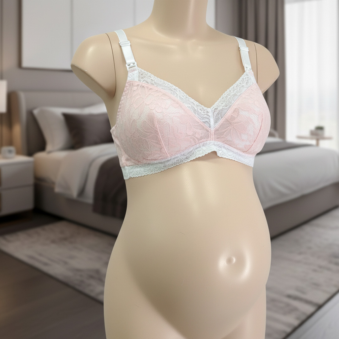 Sostén Maternal Julietta, Broche Lactancia, Encaje, RosadoBlanco 10