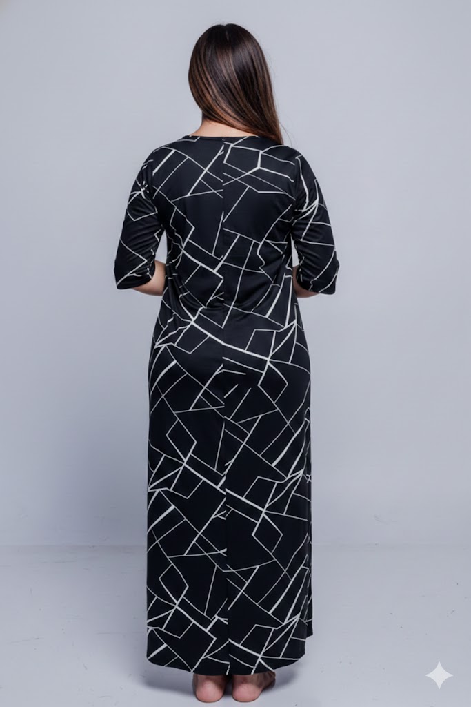 Vestido Maternal Venecia, Con Sistema Lactancia, FloreadoNegro 8