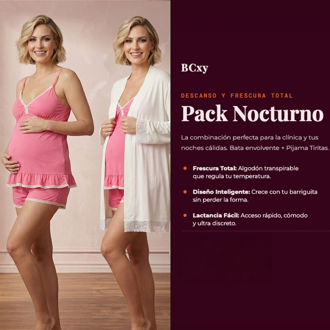 Pack Bata, Pijama Maternal Short Polo Tirita 2