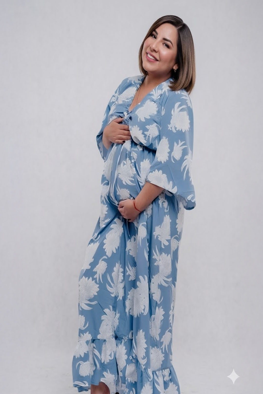 Vestido Maternal Serie Victoria | Lactancia y Estilo | BCxy (Celeste Floreado) 10