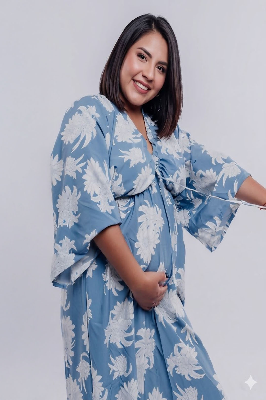 Vestido Maternal Serie Victoria | Lactancia y Estilo | BCxy (Celeste Floreado) 11