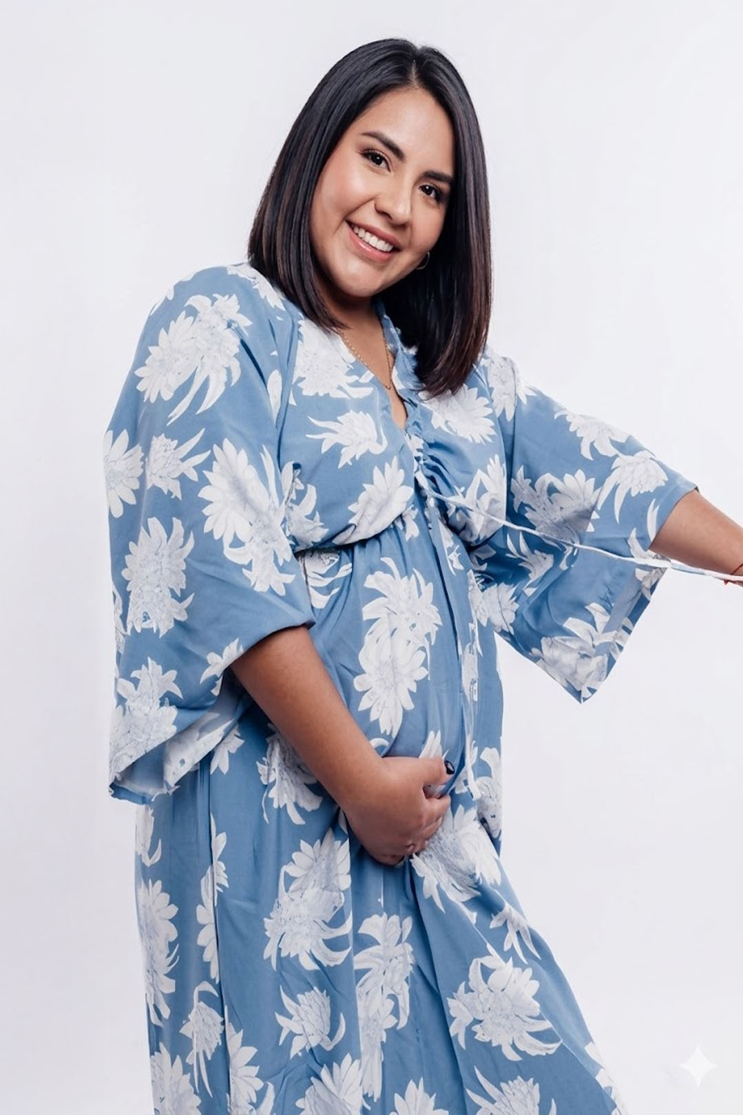 Vestido Maternal Serie Victoria | Lactancia y Estilo | BCxy (Celeste Floreado) 12