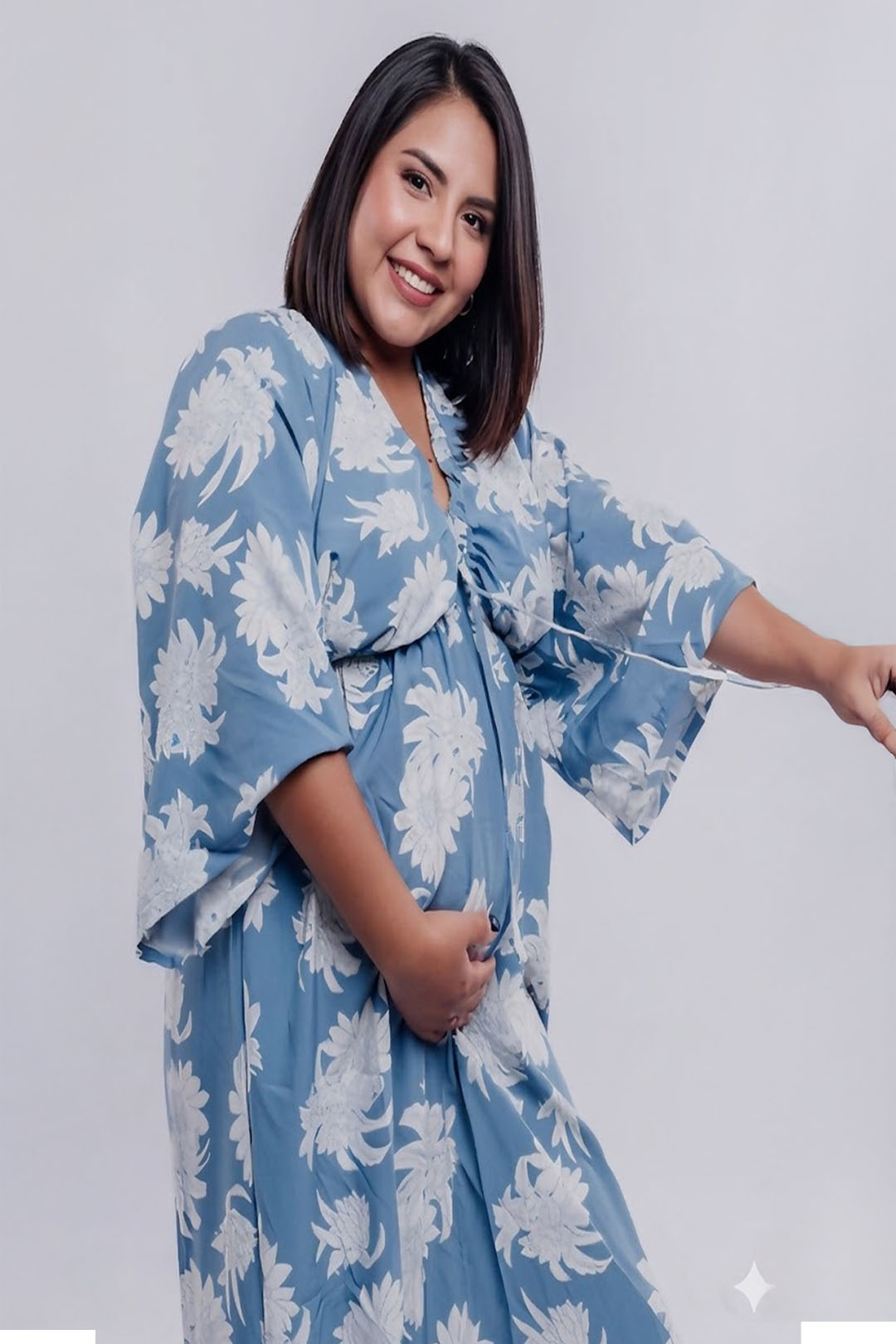 Vestido Maternal Serie Victoria | Lactancia y Estilo | BCxy (Celeste Floreado) 13