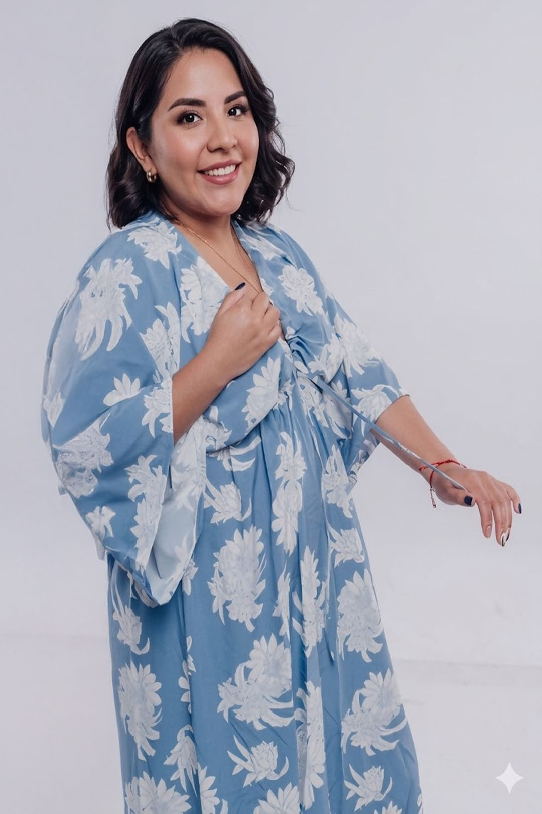 Vestido Maternal Serie Victoria | Lactancia y Estilo | BCxy (Celeste Floreado) 14