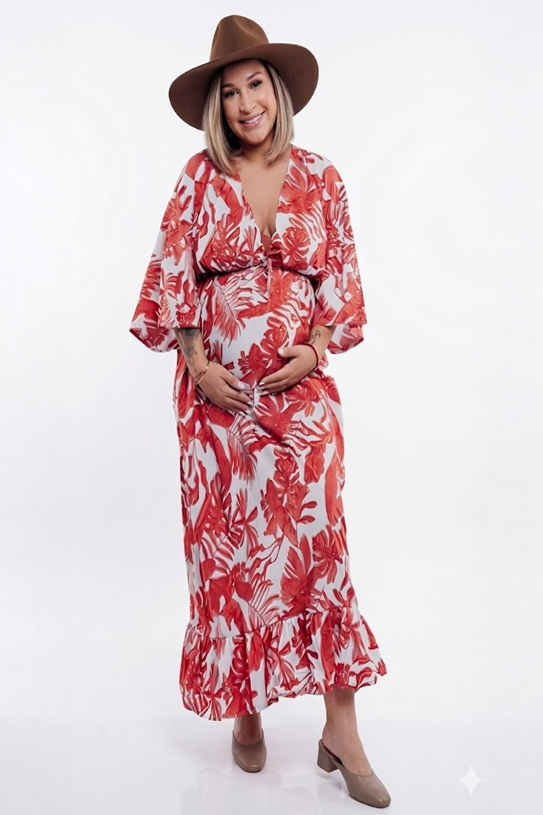 Vestido Maternal Serie Victoria | Lactancia y Estilo | BCxy (Naranja Floreado) 7