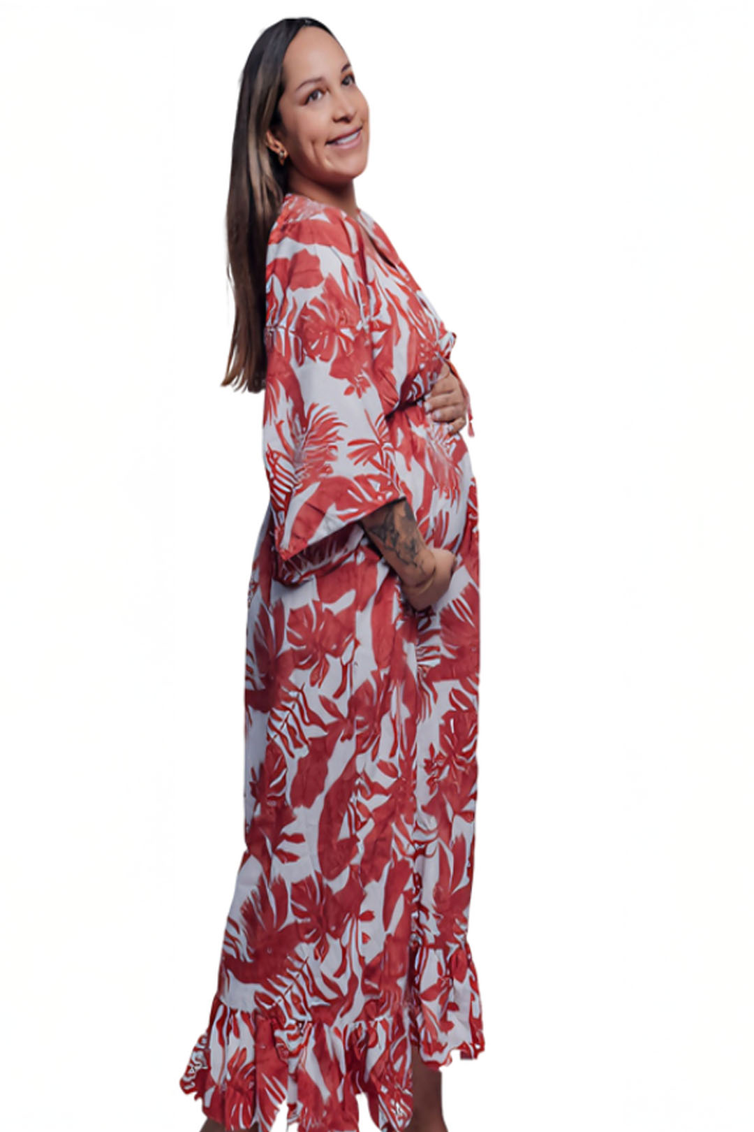 Vestido Maternal Serie Victoria | Lactancia y Estilo | BCxy (Naranja Floreado) 9