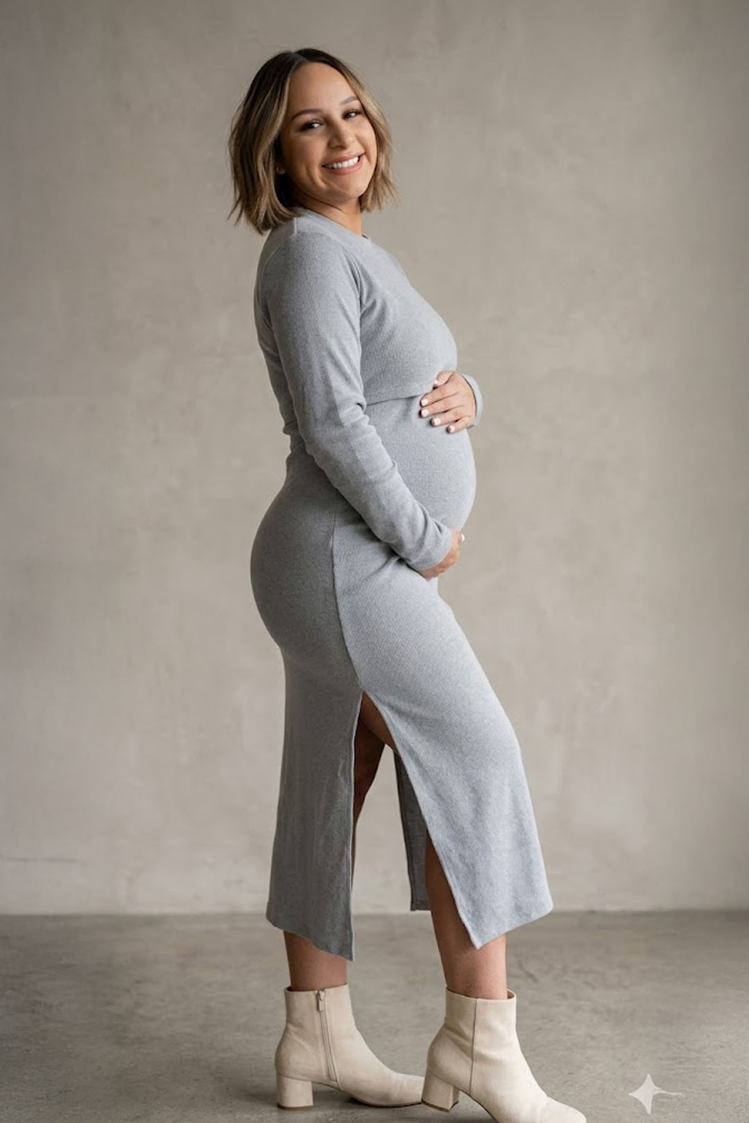 Vestido Maternal Valencia, Con Sistema Lactancia, Gris 2