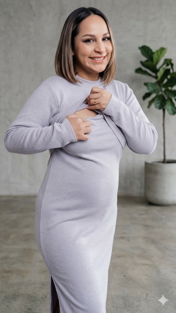 Vestido Maternal Valencia, Con Sistema Lactancia, Gris 7