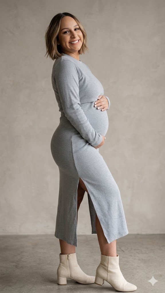 Vestido Maternal Valencia, Con Sistema Lactancia, Gris 8