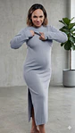 Vestido Maternal Valencia, Con Sistema Lactancia, Gris - Miniatura 15
