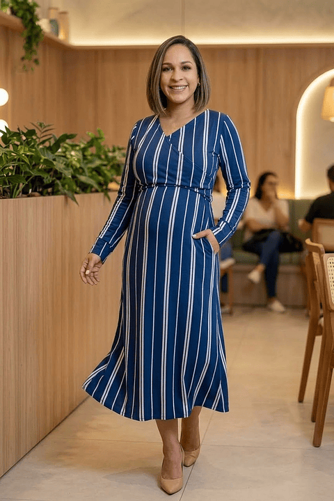 Vestido Maternal Roma Wrap Dual - Azul